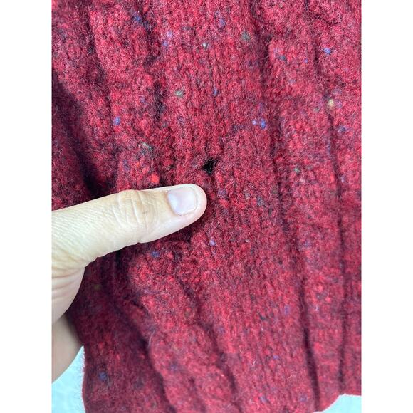 Bonner Of Ireland Poncho Purple Burgundy Speckled Cable Knit Small Cape Irish - Picture 3 of 10